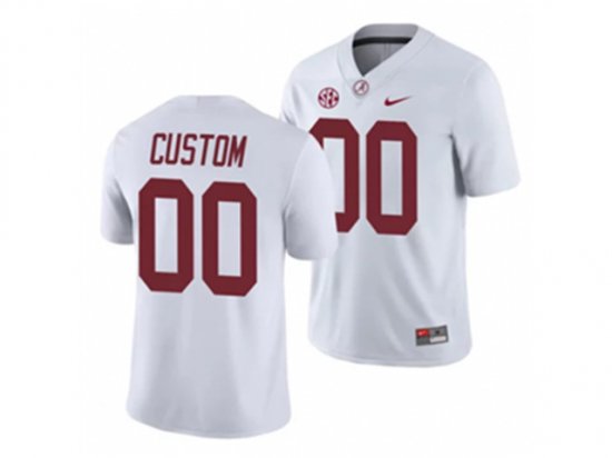 NCAA Alabama Crimson Tide #00 White College Football Custom Jersey