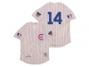 Chicago Cubs #14 Ernie Banks 1969 Throwback Cream Stripe Jersey