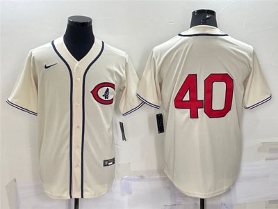 Chicago Cubs #40 Willson Contreras Vintage Cream Jersey