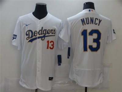 Los Angeles Dodgers #13 Max Muncy White 2021 Gold Program Cool Base Jersey