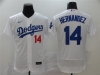 Los Angeles Dodgers #14 Enrique Hernandez White Flex Base Jersey