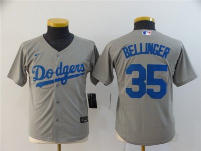 Youth Los Angeles Dodgers #35 Cody Bellinger Gary 2020 Cool Base Jersey