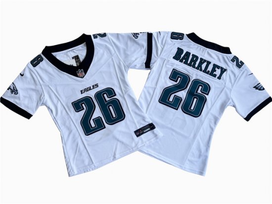 Womens Philadelphia Eagles #26 Saquon Barkley White Vapor F.U.S.E. Limited Jersey