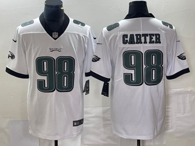 Philadelphia Eagles #98 Jalen Carter White Vapor Limited Jersey