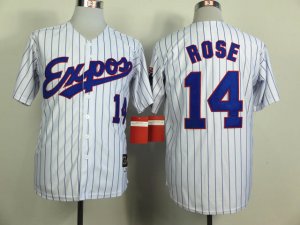 Montreal Expos #14 Pete Rose White Stripe Throwback Jersey