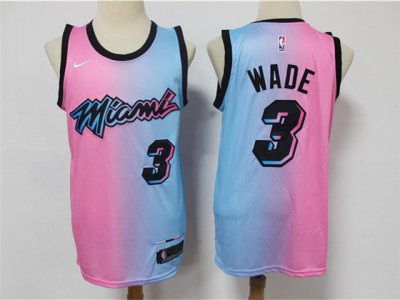 Miami Heat #3 Dwyane Wade 2020-21 Pink/Blue City Edition Swingman Jersey