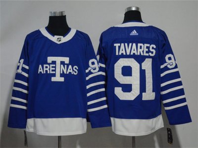 Toronto Maple Leafs #91 John Tavares Blue 1918 Arenas Throwback Jersey