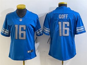 Womens Detroit Lions #16 Jared Goff Blue Vapor Limited Jersey