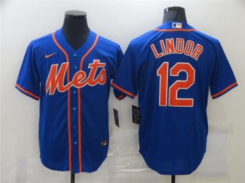 New York Mets #12 Francisco Lindor Royal Orange Cool Base Jersey