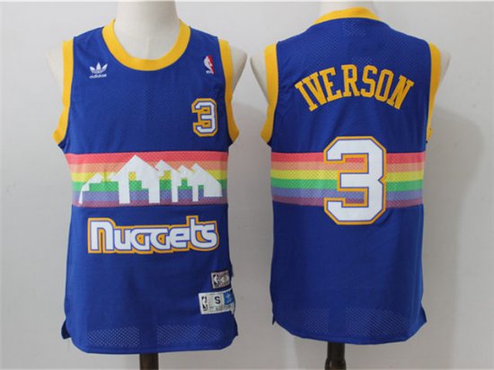 Denver Nuggets #3 Allen Iverson Blue Hardwood Classic Jersey