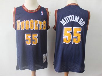 Denver Nuggets #55 Dikembe Mutombo Navy Blue Hardwood Classic Jersey