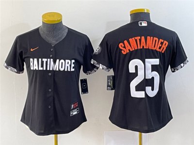 Womens Baltimore Orioles #25 Anthony Santander Black 2023 City Connect Jersey