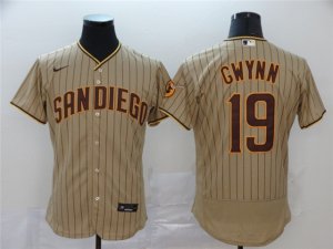 San Diego Padres #19 Tony Gwynn Gray Pinstripe Flex Base Jersey