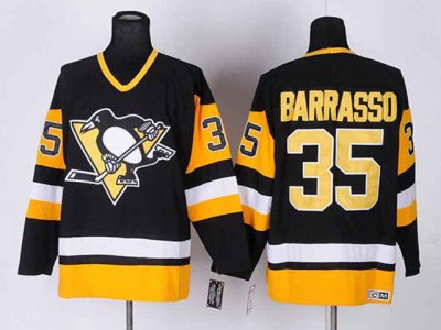 Pittsburgh Penguins #35 Tom Barrasso 1992 Vintage CCM Black/Gold Jersey