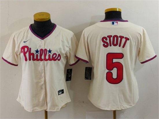 Womens Philadelphia Phillies #5 Bryson Stott Cream Jersey