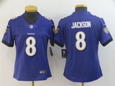 Women's Baltimore Ravens #8 Lamar Jackson Purple Vapor Limited Jersey
