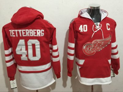 Detroit Red Wings #40 Henrik Zetterberg Red Hoodie