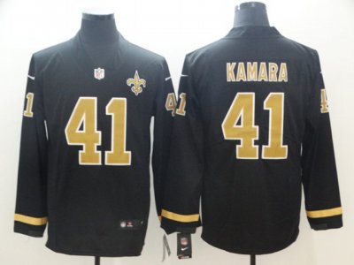 New Orleans Saints #41 Alvin Kamara Black Therma Long Sleeve Jersey