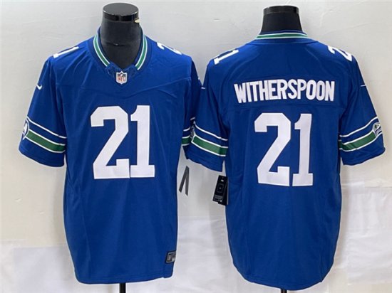 Seattle Seahawks #21 Devon Witherspoon Royal Throwback Vapor F.U.S.E. Limited Jersey