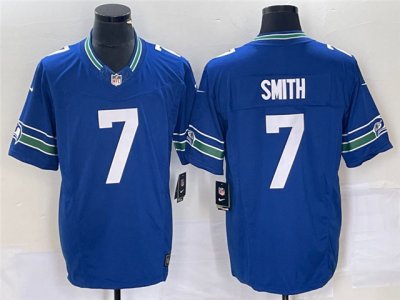 Seattle Seahawks #7 Geno Smith Royal Throwback Vapor F.U.S.E. Limited Jersey