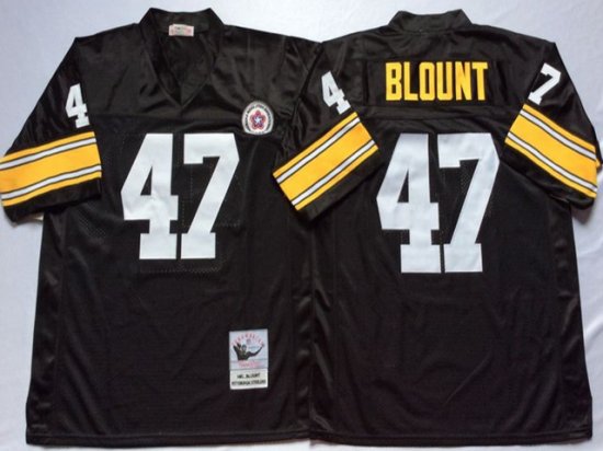 Pittsburgh Steelers #47 Mel Blount 1975 Throwback Black Jersey