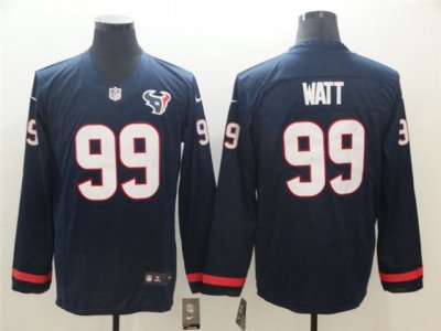 Houston Texans #99 J.J. Watt Navy Therma Long Sleeve Jersey