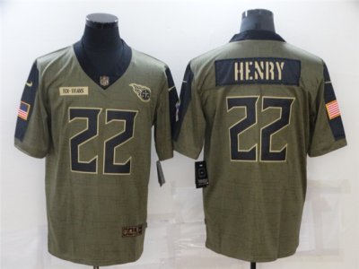Tennessee Titans #22 Derrick Henry 2021 Olive Salute To Service Limited Jersey