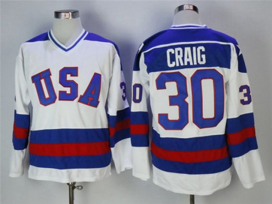 1980 Winter Olympics Team USA #30 Jim Craig CCM Vintage White Hockey Jersey