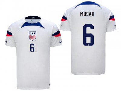 National USA #6 Musah Home White 2022/23 Jersey