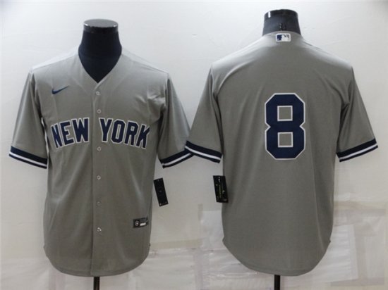 New York Yankees #8 Yogi Berra Gray Without Name Cool Base Jersey