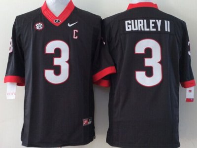 NCAA Georgia Bulldogs #3 Todd Gurley Black College Football Jersey