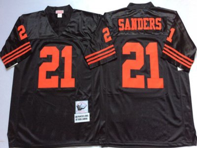 San Francisco 49ers #21 Deion Sanders Throwback Black Jersey