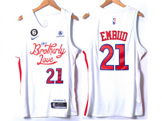 Philadelphia 76ers #21 Joel Embiid 2022-23 White City Edition Swingman Jersey