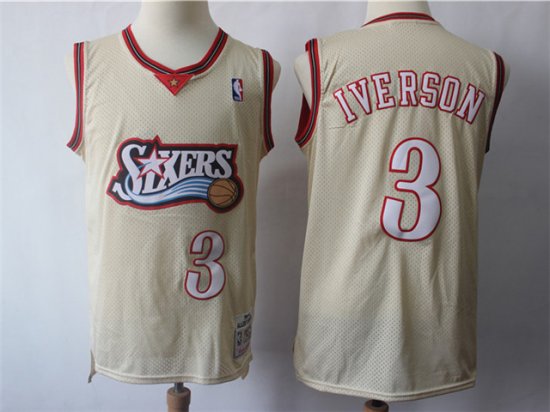 Philadelphia 76ers #3 Allen Iverson Cream Hardwood Classics Jersey