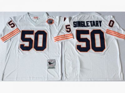 Chicago Bears #50 Mike Singletary Throwback White Jersey