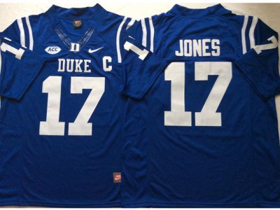 NCAA Duke Blue Devils #17 Daniel Jones Blue College Football Jersey
