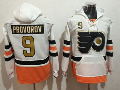 Philadelphia Flyers #9 Ivan Provorov White Pocket Hoodie