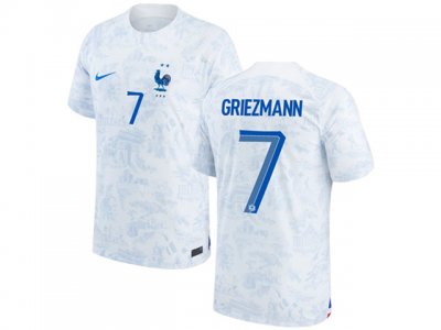 National France #7 Griezmann Away White 2022/23 Soccer Jersey