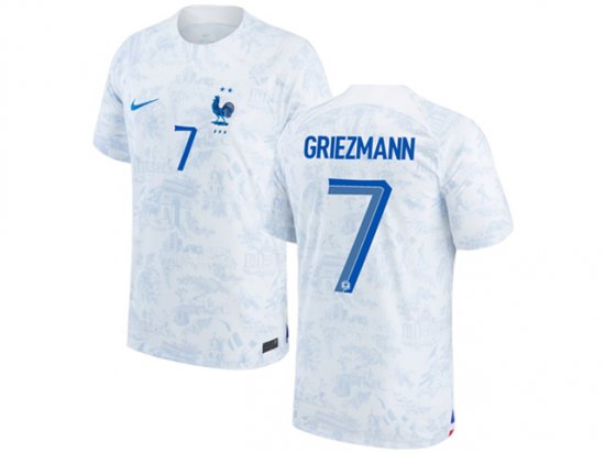 National France #7 Griezmann Away White 2022/23 Soccer Jersey