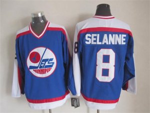 Winnipeg Jets #8 Teemu Selanne 1989 CCM Vintage Blue Jersey