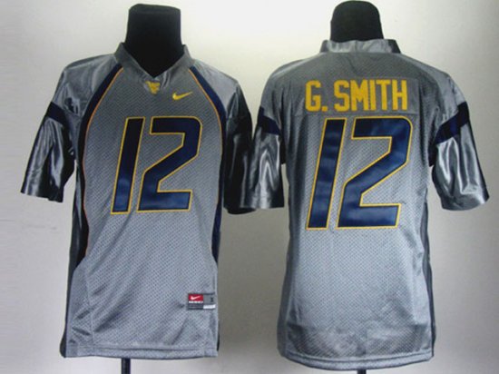 NCAA West Virginia Mountaineers #12 Geno Smith Gray Jersey