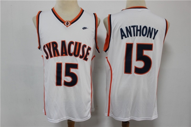 Syracuse Orange #15 Carmelo Anthony White College Basketball Jersey - Click Image to Close