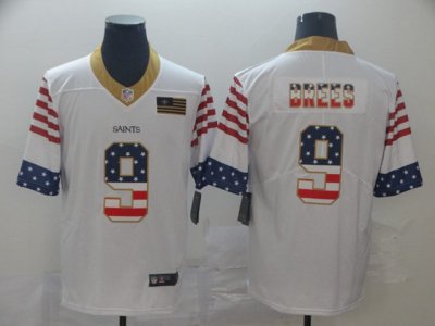 New Orleans Saints #9 Drew Brees White 2019 USA Flag Fashion Limited Jersey
