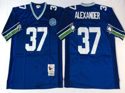 Seattle Seahawks #37 Shaun Alexander Throwback Blue Jersey