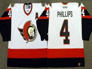 Ottawa Senators #4 Chris Phillips CCM Vintage White Jersey
