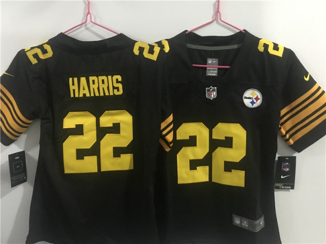 Women's Pittsburgh Steelers #22 Najee Harris Black Color Rush Limited Jersey - Click Image to Close