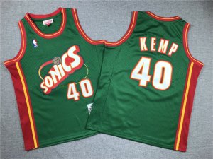 Youth Seattle SuperSonics #40 Shawn Kemp 1995-96 Green Hardwood Classics Jersey