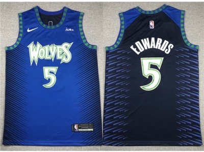 Minnesota Timberwolves #5 Anthony Edwards Blue City Edition Swingman Jersey