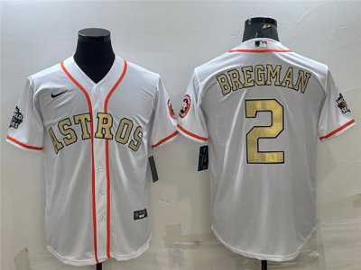 Houston Astros #2 Alex Bregman White Gold Program Cool Base Jersey