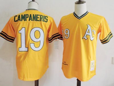 Oakland Athletics #19 Bert Campaneris 1972 Throwback Gold Jersey